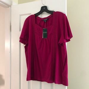 Lauren Ralph Lauren Fuschia Top XL